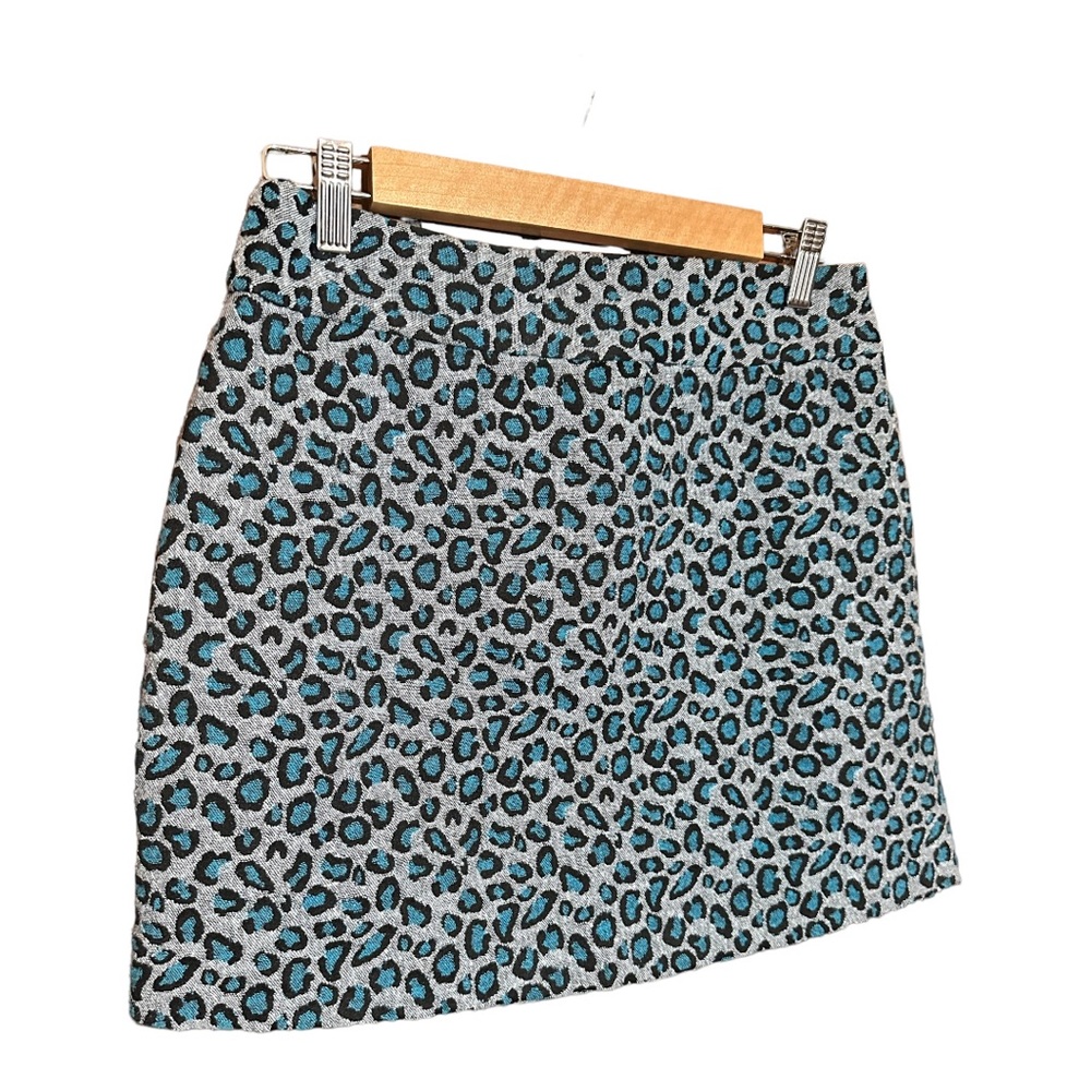 TOPSHOP blue pencil leopard cheetah print mini skirt
